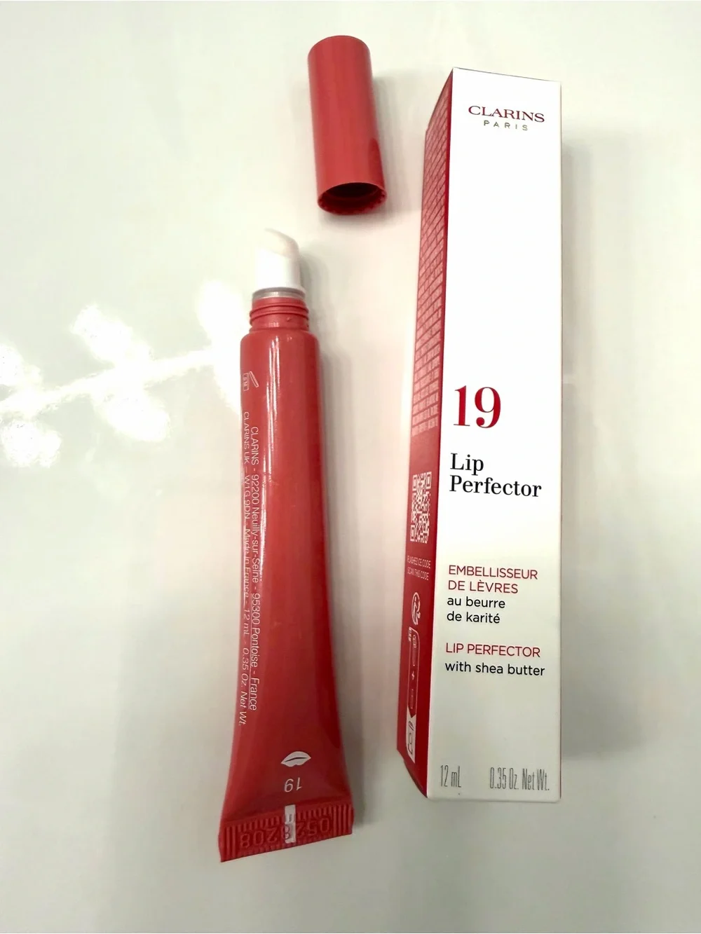 Clarins Lip Perfector #19 Intense Smoky Rose (Full Size, 12mL/0.35oz) NWT